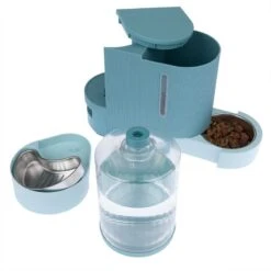 TIAKI Light Blue Food And Water Dispenser Up To 1.3kg Dry Food & 3L Water -Zoo Plus 302396 pla tiaki wasser und futterspender fg 6133 3 1