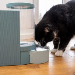 TIAKI Light Blue Food And Water Dispenser Up To 1.3kg Dry Food & 3L Water -Zoo Plus 302496 duo napf mit katze fg 1028 7 1
