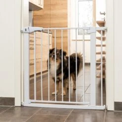 TIAKI White Dog Gate With 7 Cm Extension Height 76 Cm, Width 75 To 82 Cm