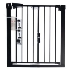 TIAKI Black Dog Gate With 7 Cm Extension Height 76 Cm, Width 75 To 82 Cm -Zoo Plus 334696 pla tiaki dog gate black fg 8090 7