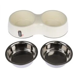 TIAKI Melamine Double Bowl 2 X 800ml, Each Diameter 16cm -Zoo Plus 337706 tiaki melamine double bowl fg 0077 7