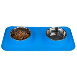 TIAKI Double Bowl With Silicone Mat 2 X 540 Ml, Ø 14 Cm -Zoo Plus 337896 tiaki double bowl with silicone mat fg 0095 8