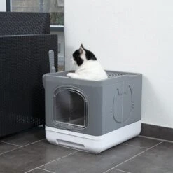 TIAKI Jax Hop-In Cat Litter Tray Dark Grey -Zoo Plus 414996 top entry toilet jax cat fg 3474 7