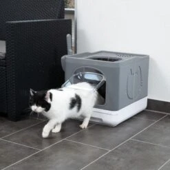 TIAKI Jax Hop-In Cat Litter Tray Dark Grey -Zoo Plus 414996 top entry toilet jax cat fg 3480 8