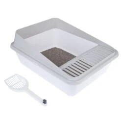 TIAKI Dusty Rounded Cat Litter Tray White -Zoo Plus 414997 tiaki litter box dusty fg 6047 7