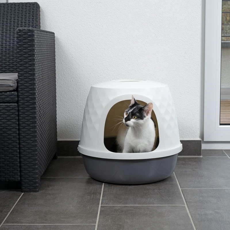 TIAKI Nebel Hooded Litter Tray Dark Grey / White 4 TIAKI Nebel Hooded Litter Tray Dark Grey / White - Image 4