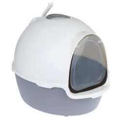 TIAKI Cinder Hooded Litter Tray Dark Grey / White