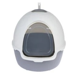 TIAKI Cinder Hooded Litter Tray Dark Grey / White -Zoo Plus 415096 tiaki litter box cinder fg 6127 7