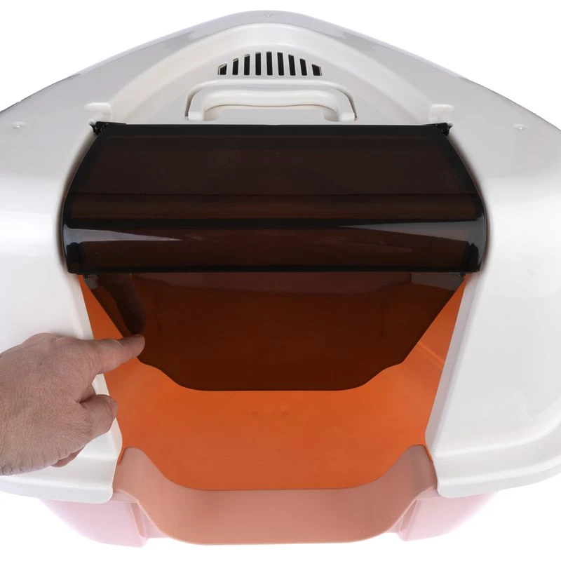 TIAKI Parfait Corner Hooded Litter Tray Cream/ Pink 7 TIAKI Parfait Corner Hooded Litter Tray Cream/ Pink - Image 7