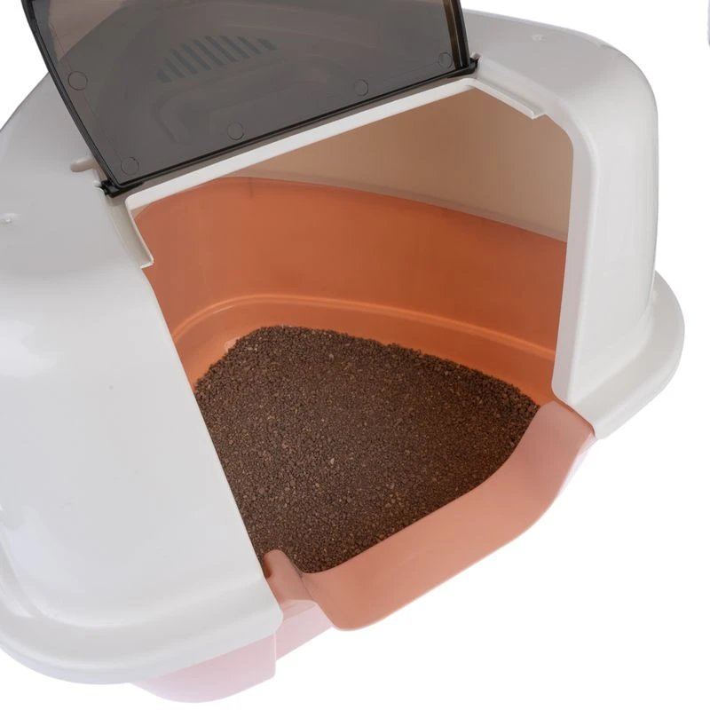 TIAKI Parfait Corner Hooded Litter Tray Cream/ Pink 9 TIAKI Parfait Corner Hooded Litter Tray Cream/ Pink - Image 9