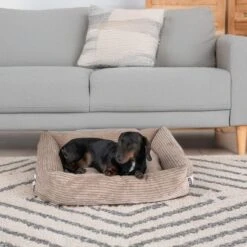 TIAKI Lincoln Cord Dog Bed 77 X 66 X 15 Cm (L X W X H) -Zoo Plus 422715 tiaki hundebett cord lincoln 1000x1000 5