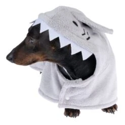 TIAKI Dog Bathrobe - Shark Approx. 55cm Back Length -Zoo Plus 423698 dog bathrobe shark 40cm fg 8031 1 1