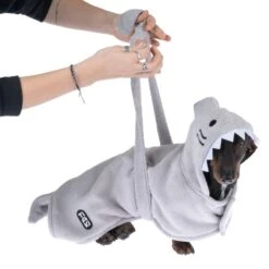 TIAKI Dog Bathrobe - Shark Approx. 40cm Back Length -Zoo Plus 423698 dog bathrobe shark 40cm fg 8032 8 2