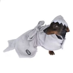 TIAKI Dog Bathrobe - Shark Approx. 25cm Back Length -Zoo Plus 423698 dog bathrobe shark 40cm fg 8034 3