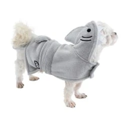 TIAKI Dog Bathrobe - Shark Approx. 40cm Back Length -Zoo Plus 423798 dog bathrobe shark fg 8250 3 2