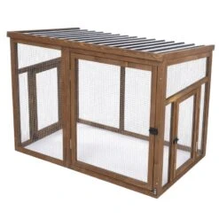 TIAKI Rabbit Hutch Attached Enclosure: 116 X 78 X 89.8 Cm (L X W X H) -Zoo Plus 463573 pla tiaki wooden outdoor enclosure fg 3314 3