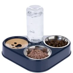 TIAKI Triple Feeder With Water Dispenser 2 X 200ml -Zoo Plus 486196 tiaki triple feeder fg 4771 4