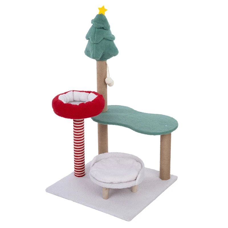 TIAKI Christmas Scratching Post Red/Green 1 TIAKI Christmas Scratching Post Red/Green