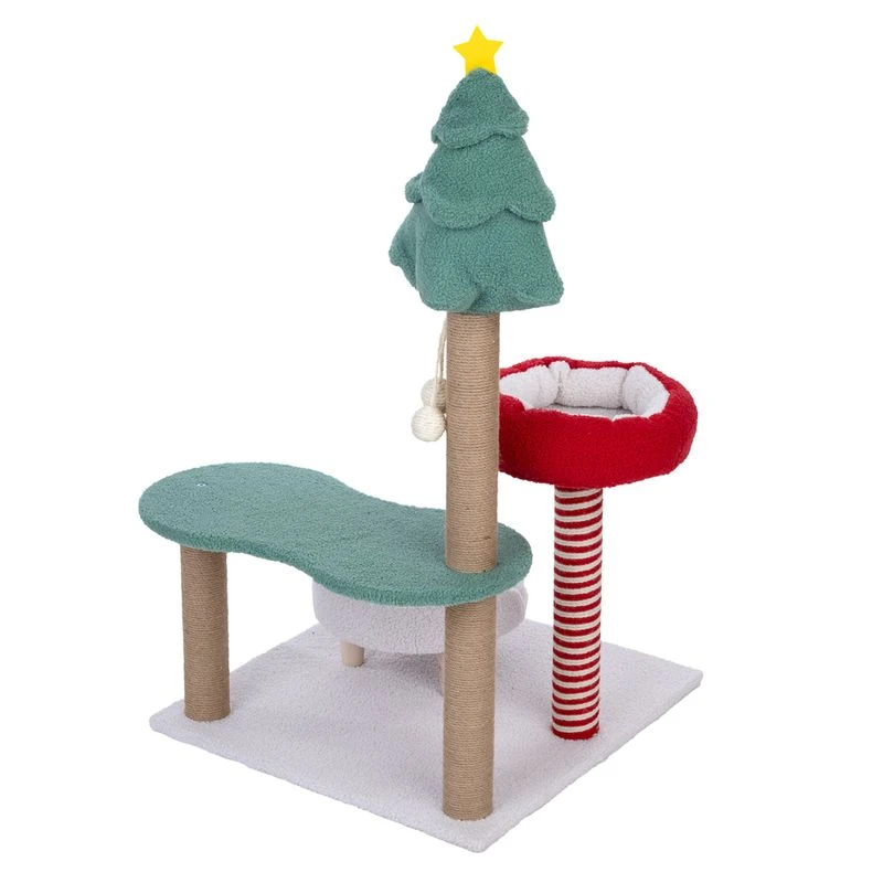 TIAKI Christmas Scratching Post Red/Green 2 TIAKI Christmas Scratching Post Red/Green - Image 2