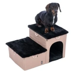 TIAKI Folding Pet Staircase With 2 Steps 62 X 39 X 35.5cm (L X W X H) -Zoo Plus 501458 tiaki pet stairs foldable 2 steps dog fg 4214 1