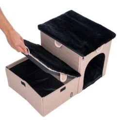 TIAKI Folding Pet Staircase With 2 Steps 62 X 39 X 35.5cm (L X W X H) -Zoo Plus 501458 tiaki pet stairs foldable 2 steps fg 3212 9