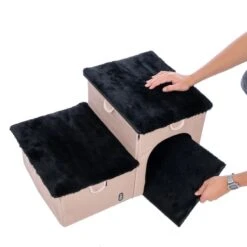 TIAKI Folding Pet Staircase With 2 Steps 62 X 39 X 35.5cm (L X W X H) -Zoo Plus 501458 tiaki pet stairs foldable 2 steps fg 3220 6