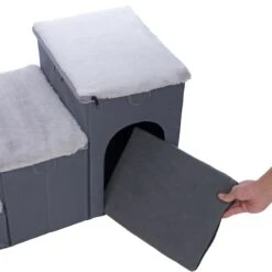 TIAKI Folding Pet Staircase With 3 Steps 76 X 39 X 41cm (L X W X H) -Zoo Plus 501546 tiaki pet stairs foldable 3 steps fg 3188 7