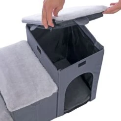 TIAKI Folding Pet Staircase With 3 Steps 76 X 39 X 41cm (L X W X H) -Zoo Plus 501546 tiaki pet stairs foldable 3 steps fg 3190 4