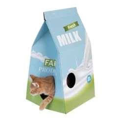 TIAKI Milk Carton Cat Cave & Scratching Furniture 33 X 31 X 55 Cm (L X W X H) -Zoo Plus 501932 tiaki milkbox scratcher cave cat fg 1035 9