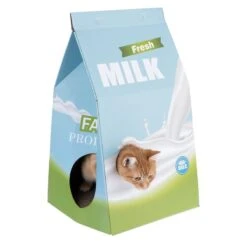 TIAKI Milk Carton Cat Cave & Scratching Furniture 33 X 31 X 55 Cm (L X W X H) -Zoo Plus 501932 tiaki milkbox scratcher cave cat fg 1042 0