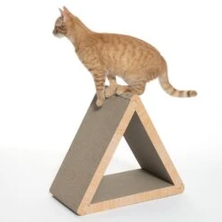 TIAKI Triangle Corrugated Cardboard Scratching Furniture 45 X 22.5 X 40.5 Cm (L X W X H) -Zoo Plus 522155 cat fg 1456 9