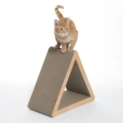 TIAKI Triangle Corrugated Cardboard Scratching Furniture 45 X 22.5 X 40.5 Cm (L X W X H) -Zoo Plus 522155 cat fg 1459 8