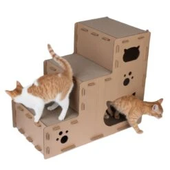 TIAKI Scratching Stairs Puzzle For Cats 70 X 40 X 60 Cm (L X W X H) -Zoo Plus 527097 tiaki scratching stairs puzzle cat fg 7354 7