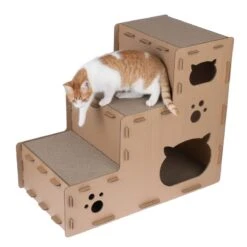TIAKI Scratching Stairs Puzzle For Cats 70 X 40 X 60 Cm (L X W X H) -Zoo Plus 527097 tiaki scratching stairs puzzle cat fg 7358 0