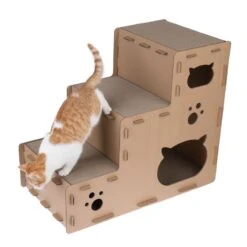 TIAKI Scratching Stairs Puzzle For Cats 70 X 40 X 60 Cm (L X W X H) -Zoo Plus 527097 tiaki scratching stairs puzzle cat fg 7359 6