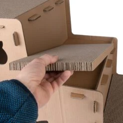 TIAKI Scratching Stairs Puzzle For Cats 70 X 40 X 60 Cm (L X W X H) -Zoo Plus 527097 tiaki scratching stairs puzzle fg 6867 6