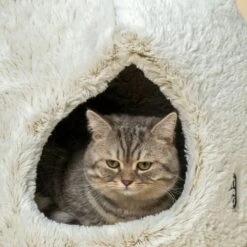 TIAKI Cuddly Bear Cat Den Approx. Diameter 43 X (H) 42 Cm -Zoo Plus 587002 tiaki cat cave fluffy bear fg 1519 2