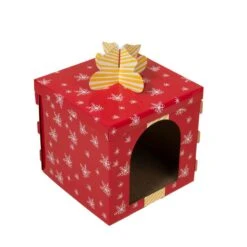 TIAKI Red Gift Box Scratching Furniture 37.5 X 37.5 X 50 Cm (L X W X H) -Zoo Plus 596105 pla tiaki red giftbox scratcher fg 1865 6