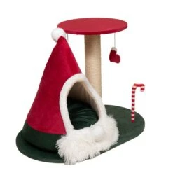 TIAKI Scratching Post With Christmas Teepee Red 33 TIAKI Scratching Post With Christmas Teepee Red -Zoo Plus 597701 pla tiaki cat tree with teepee fg 0015 9