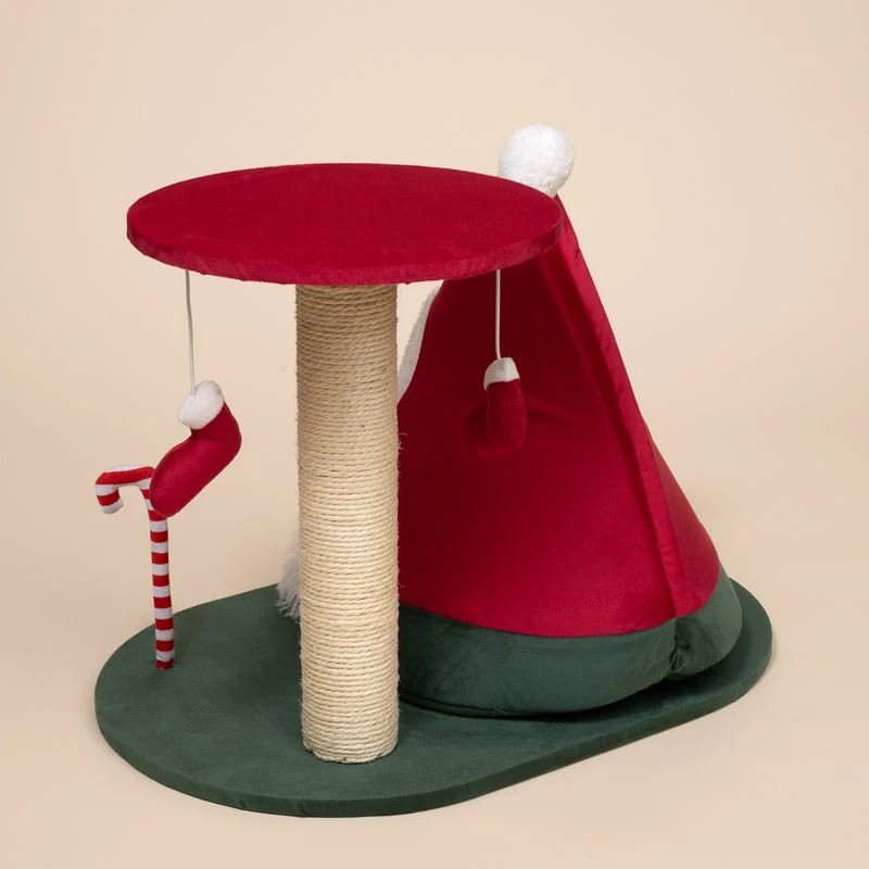 TIAKI Scratching Post With Christmas Teepee Red 2 TIAKI Scratching Post With Christmas Teepee Red - Image 2