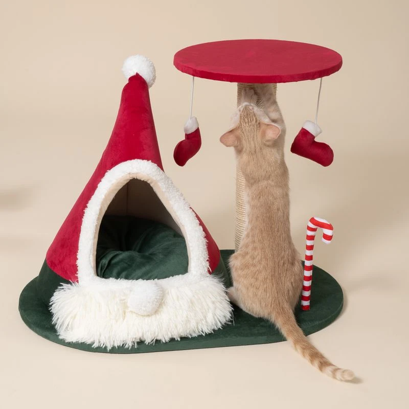 TIAKI Scratching Post With Christmas Teepee Red 15 TIAKI Scratching Post With Christmas Teepee Red - Image 15