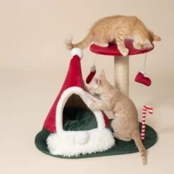 TIAKI Scratching Post With Christmas Teepee Red 19 TIAKI Scratching Post With Christmas Teepee Red -Zoo Plus 597701 tiaki cat tree with teepee cat fg 0336 3
