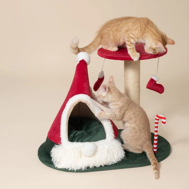 TIAKI Scratching Post With Christmas Teepee Red 3 TIAKI Scratching Post With Christmas Teepee Red - Image 3