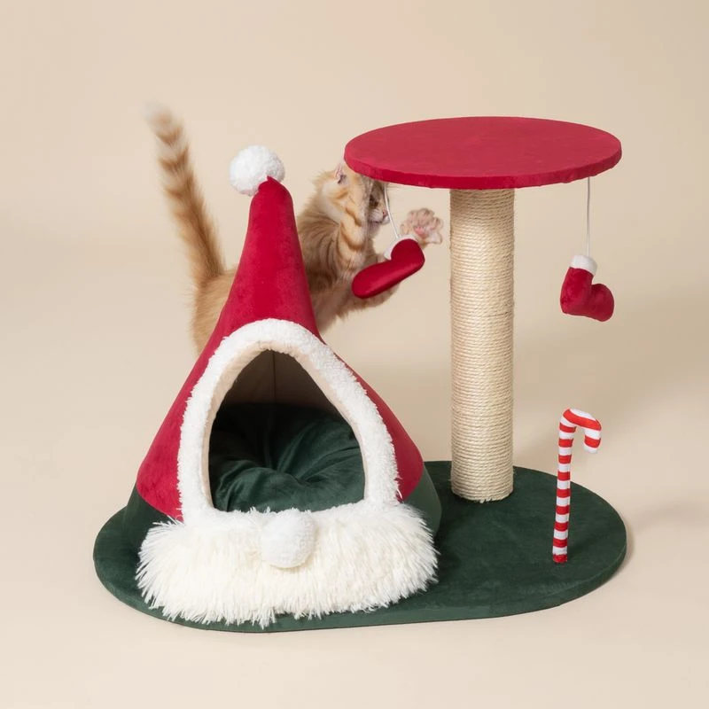 TIAKI Scratching Post With Christmas Teepee Red 7 TIAKI Scratching Post With Christmas Teepee Red - Image 7