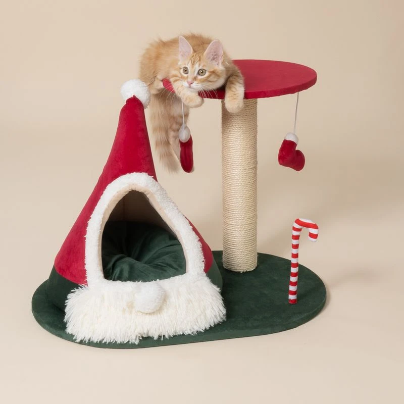 TIAKI Scratching Post With Christmas Teepee Red 5 TIAKI Scratching Post With Christmas Teepee Red - Image 5